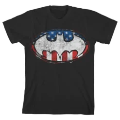 DC COMICS Batman Stars And Stripes Logo Black T-shirt Toddler Boy To Youth Boy -Dc Comics GUEST 00ffb3d4 3250 4428 8fa3 c90ab158ac35