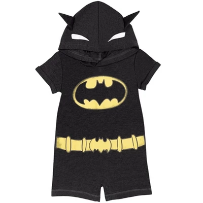 DC Comics Justice League Batman Costume Short Sleeve Romper Black 9 DC Comics Justice League Batman Costume Short Sleeve Romper Black - Image 7