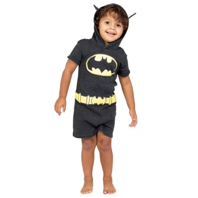 DC Comics Justice League Batman Costume Short Sleeve Romper Black 3 DC Comics Justice League Batman Costume Short Sleeve Romper Black
