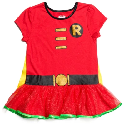 DC Comics Robin Girls Cosplay T-Shirt Dress Leggings And Cape 3 Piece Little Kid To Big Kid 3 DC Comics Robin Girls Cosplay T-Shirt Dress Leggings And Cape 3 Piece Little Kid To Big Kid