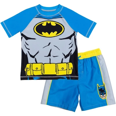 DC Comics Justice League Batman Toddler Boys Rash Guard And Swim Trunks Outfit Set 9 DC Comics Justice League Batman Toddler Boys Rash Guard And Swim Trunks Outfit Set - Image 7