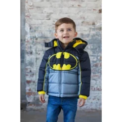 DC Comics Justice League Batman Zip Up Puffer Jacket Little Kid To Big Kid