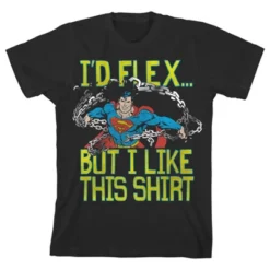 DC COMICS Superman I'd Flex But I Like This Shirt Black T-shirt Toddler Boy To Youth Boy 12 DC COMICS Superman I'd Flex But I Like This Shirt Black T-shirt Toddler Boy To Youth Boy -Dc Comics GUEST 1948e8f7 7652 44dc b6ec fcb74c055e45