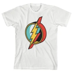 DC COMICS The Flash Multi-Colored Logo White Graphic Tee Toddler Boy To Youth Boy