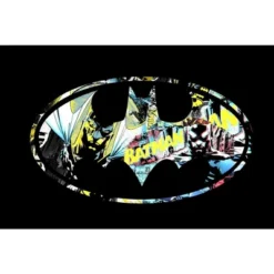 DC COMICS Batman Shiny Silver And Yellow Logo Black T-shirt Toddler Boy To Youth Boy