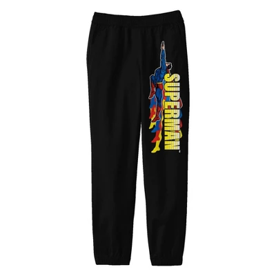 DC COMICS Superman Flying With Vertical Title Logo Youth Black Graphic Sweatpants 5 DC COMICS Superman Flying With Vertical Title Logo Youth Black Graphic Sweatpants - Image 3