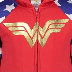 DC Comics Justice League Wonder Woman Girls French Terry Zip Up Costume Hoodie Toddler