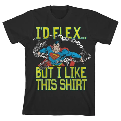 DC COMICS Superman I'd Flex But I Like This Shirt Black T-shirt Toddler Boy To Youth Boy 9 DC COMICS Superman I'd Flex But I Like This Shirt Black T-shirt Toddler Boy To Youth Boy - Image 7
