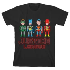 DC COMICS Justice League Pixel Heroes Black T-shirt Toddler Boy To Youth Boy -Dc Comics GUEST 23844408 ce5a 469a 8f49 f42f85e7ae17
