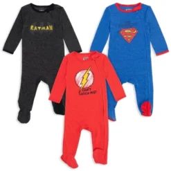 DC Comics Justice League The Flash Superman Batman Baby 3 Pack Zip Up Sleep N' Play Coveralls Newborn To Infant -Dc Comics GUEST 276bb265 dcd7 487e 81d2 d04af05679ed