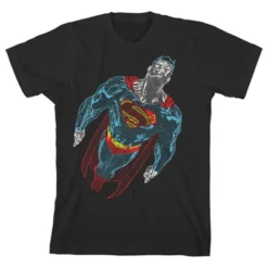 DC COMICS Superman Geometric Art Flying Superman Black T-shirt Toddler Boy To Youth Boy -Dc Comics GUEST 30e687cf a596 4f1f 9163 9c702555bb31