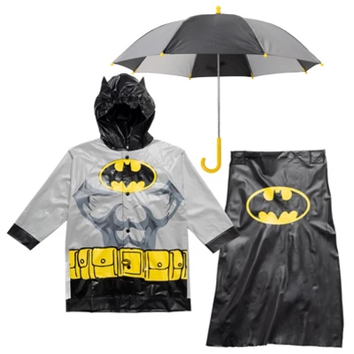 DC Comics Justice League Superman Batman Waterproof Rain Jacket Cape And Umbrella 3 Piece Outfit Set Toddler To Little Kid 10 DC Comics Justice League Superman Batman Waterproof Rain Jacket Cape And Umbrella 3 Piece Outfit Set Toddler To Little Kid - Image 8