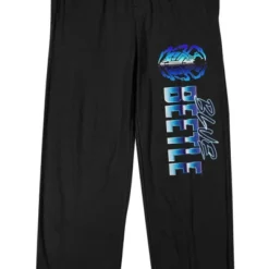 DC COMICS Blue Beetle Chrome Logo Men's Black Sleep Pajama Pants