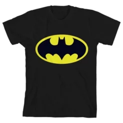 DC COMICS Batman Logo Black T-shirt Toddler Boy To Youth Boy
