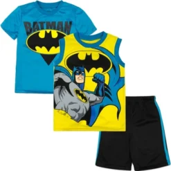 DC COMICS Warner Bros. Batman Toddler Boys 3 Piece Outfit Set: T-Shirt Shorts Yellow -Dc Comics GUEST 3a92bff7 267a 4d1f ae2d ff2f70eef18a