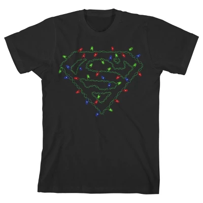 DC COMICS Superman Logo With Christmas Lights Black T-shirt Toddler Boy To Youth Boy 7 DC COMICS Superman Logo With Christmas Lights Black T-shirt Toddler Boy To Youth Boy - Image 5