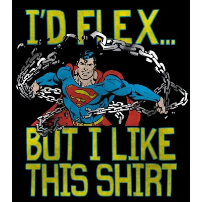 DC COMICS Superman I'd Flex But I Like This Shirt Black T-shirt Toddler Boy To Youth Boy 3 DC COMICS Superman I'd Flex But I Like This Shirt Black T-shirt Toddler Boy To Youth Boy