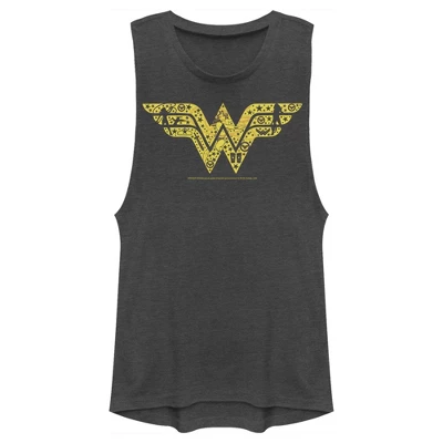 DC COMICS Junior's Justice League Silhouette Logo Festival Muscle Tee 5 DC COMICS Junior's Justice League Silhouette Logo Festival Muscle Tee - Image 3