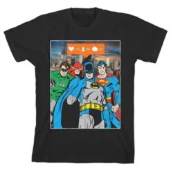 DC COMICS Justice League Instagram Pose Black T-shirt Toddler Boy To Youth Boy -Dc Comics GUEST 44a191fb ca12 4ff7 91e0 5e477a78d8a1