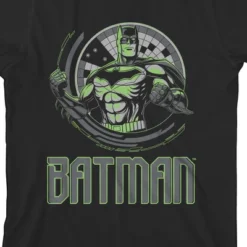 DC COMICS Batman Neon Highlight Geometric Art Black T-Shirt Toddler Boy To Youth Boy