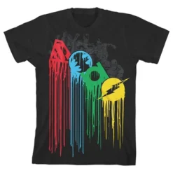 DC COMICS Justice League Logos Paint Dripping Black T-Shirt Toddler Boy To Youth Boy -Dc Comics GUEST 4883ed6a 39f9 4a98 ac77 9e5f8c402e0f