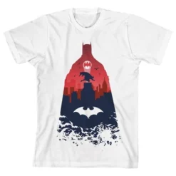 DC COMICS Batman Silhouette Art White T-shirt Toddler Boy To Youth Boy -Dc Comics GUEST 4f52ed8f eb2d 4e56 974e 682596c47e84