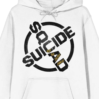 DC COMICS Suicide Squad: Kill The Justice League Game Logo Adult White Graphic Hoodie 3 DC COMICS Suicide Squad: Kill The Justice League Game Logo Adult White Graphic Hoodie
