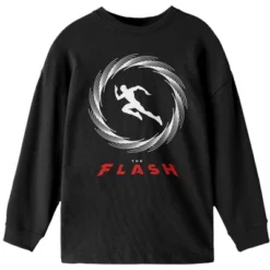 DC COMICS Flash White Running Silhouette Youth Black Long Sleeve Shirt -Dc Comics GUEST 551562ad fc28 4f38 9eef 390a8443b032
