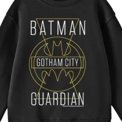 DC COMICS Batman Gotham City Guardian Line Art Youth Black Crew Neck Sweatshirt