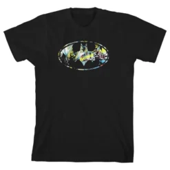 DC COMICS Batman Shiny Silver And Yellow Logo Black T-shirt Toddler Boy To Youth Boy -Dc Comics GUEST 55c4ab29 85fa 4c98 abfa 1242c40aec85