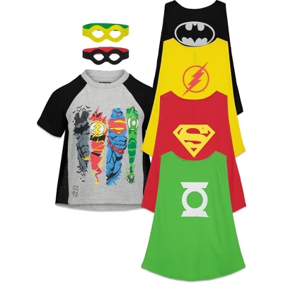 DC Comics Justice League Batman Superman The Flash Costume T-Shirt Capes And Masks Mask 7 Piece Outfit Set Toddler 9 DC Comics Justice League Batman Superman The Flash Costume T-Shirt Capes And Masks Mask 7 Piece Outfit Set Toddler - Image 7