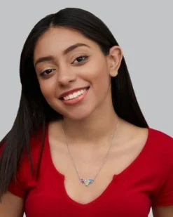 DC Comics Wonder Woman Stainless Steel Multi Color Crystal Logo Pendant Necklace, 18"