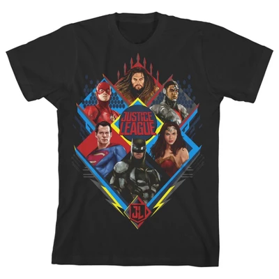 DC COMICS Justice League Movie Character Diamonds Black T-shirt Toddler Boy To Youth Boy 6 DC COMICS Justice League Movie Character Diamonds Black T-shirt Toddler Boy To Youth Boy - Image 4
