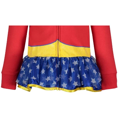 DC Comics Justice League Wonder Woman Little Girls Zip Up Costume Hoodie Red 7-8 8 DC Comics Justice League Wonder Woman Little Girls Zip Up Costume Hoodie Red 7-8 - Image 6