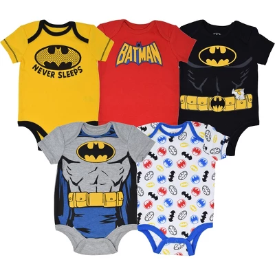 DC Comics Justice League Batman Baby Boys 5 Pack Short Sleeve Bodysuit 8 DC Comics Justice League Batman Baby Boys 5 Pack Short Sleeve Bodysuit - Image 6