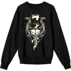 DC COMICS Batman Bat Mask With Three Skulls Men's Black Crew Neck Long Sleeve Graphic Sweatshirt -Dc Comics GUEST 642be2ff 1453 44bd 8320 d4a3ca242679