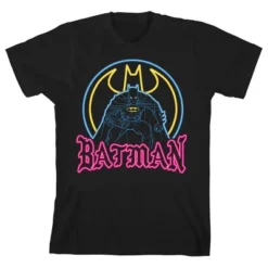 DC COMICS Batman Neon Batman And Signal Black T-shirt Toddler Boy To Youth Boy -Dc Comics GUEST 681530ee 7ed5 4ec4 999e a38941cf4e54