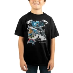 DC COMICS Batman Comic Book Scenes 80th Anniversary Black T-shirt Toddler Boy To Youth Boy