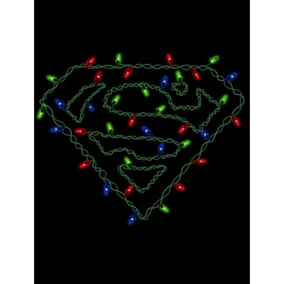 DC COMICS Superman Logo With Christmas Lights Black T-shirt Toddler Boy To Youth Boy 3 DC COMICS Superman Logo With Christmas Lights Black T-shirt Toddler Boy To Youth Boy