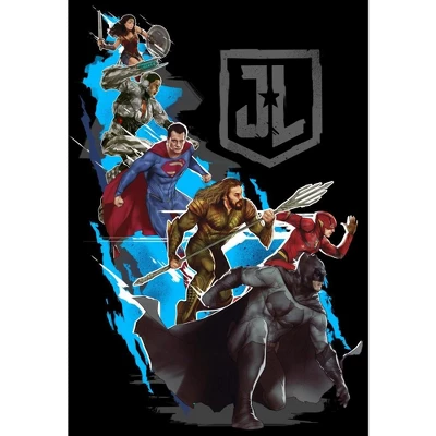 DC COMICS Justice League Movie Group Character Art Black T-shirt Toddler Boy To Youth Boy 3 DC COMICS Justice League Movie Group Character Art Black T-shirt Toddler Boy To Youth Boy