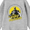 DC COMICS Batman The Caped Crusader Youth Heather Gray Crew Neck Sweatshirt