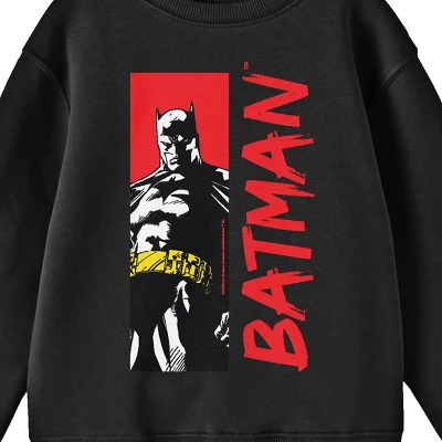 DC COMICS Batman Red Name And Character Youth Black Crew Neck Sweatshirt 3 DC COMICS Batman Red Name And Character Youth Black Crew Neck Sweatshirt