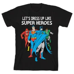 DC COMICS Justice League Let's Dress Up Like Superheroes Halloween Crew Neck Short Sleeve Black T-shirt Toddler Boy To Youth Boy -Dc Comics GUEST 9524b515 c39c 4259 b3ed 1bf4ee3c22fd