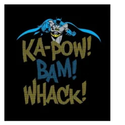 DC COMICS Batman Ka-pow Bam Whack Boy's Black T-shirt Toddler Boy To Youth Boy