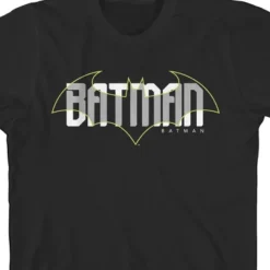 DC COMICS Batman Emblem Overlapping Black T-Shirt Toddler Boy To Youth Boy
