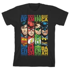 DC COMICS Justice League Character Panels Black T-shirt Toddler Boy To Youth Boy -Dc Comics GUEST 9f3f341a 87f9 4666 a354 6225454325fa
