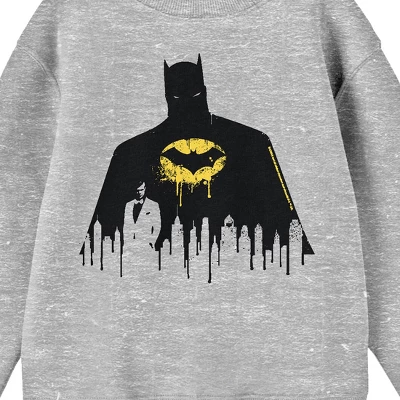 DC COMICS Batman Bruce Wayne Silhouette Youth Heather Gray Crew Neck Sweatshirt 3 DC COMICS Batman Bruce Wayne Silhouette Youth Heather Gray Crew Neck Sweatshirt