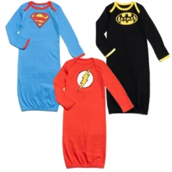 DC Comics Justice League The Flash Superman Batman Baby 3 Pack Sleeper Gowns Newborn -Dc Comics GUEST af3852c8 dc91 4703 a461 73f3a33f9775