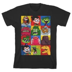 DC COMICS Teen Titans Go Character Squares Black Graphic Tee Toddler Boy To Youth Boy -Dc Comics GUEST b24b2922 dd55 49ee a471 0627c94b038d