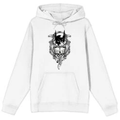 DC COMICS Batman Bat Mask And Three Skulls Men's White Graphic Hoodie -Dc Comics GUEST b9da45aa a16c 4856 ae92 ce81c84413f7
